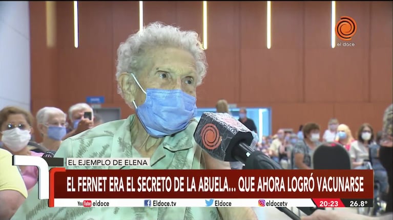 La emoción de la cordobesa de 100 años que se vacunó contra el coronavirus