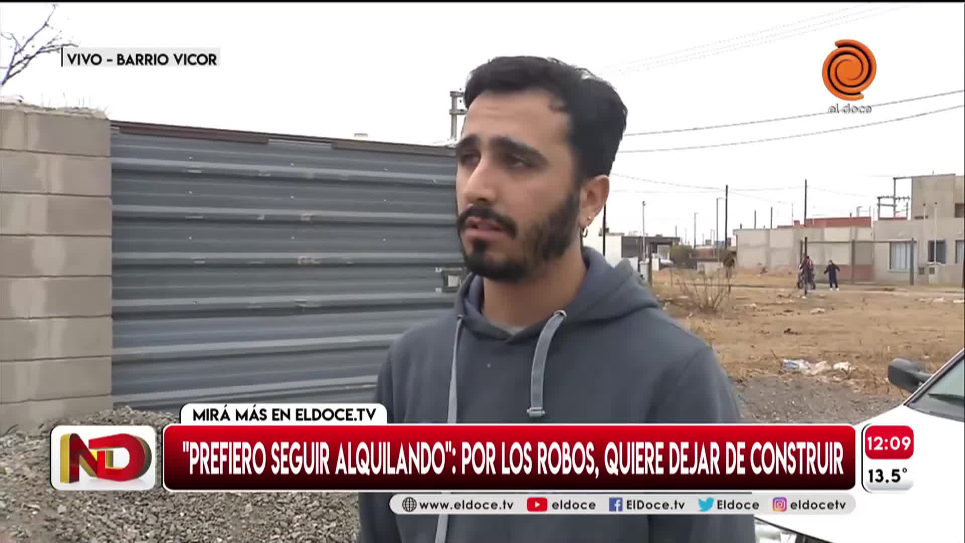 Es la cuarta vez que le roban y quiere dejar de construir