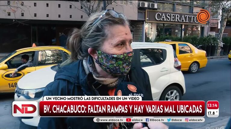 Chacabuco y Bv. Illia: faltan rampas y hay otras mal ubicadas