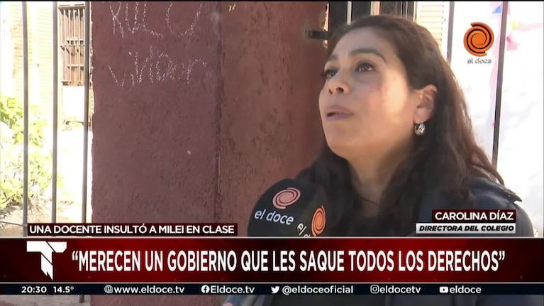 Docente insultó a Milei: la directora de la escuela dijo que no tenían “noticias previas”