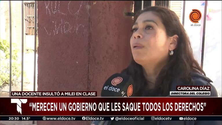 Docente insultó a Milei: la directora de la escuela dijo que no tenían “noticias previas”