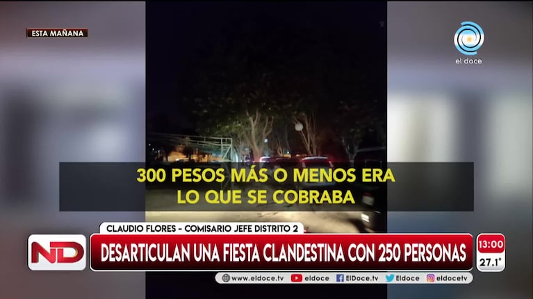 Fiesta clandestina en Córdoba: había 250 personas de entre 35 y 40 años