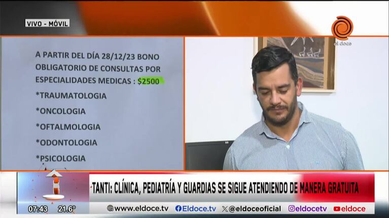 Un municipio de Córdoba cobra hasta $10.000 por la atención médica pública