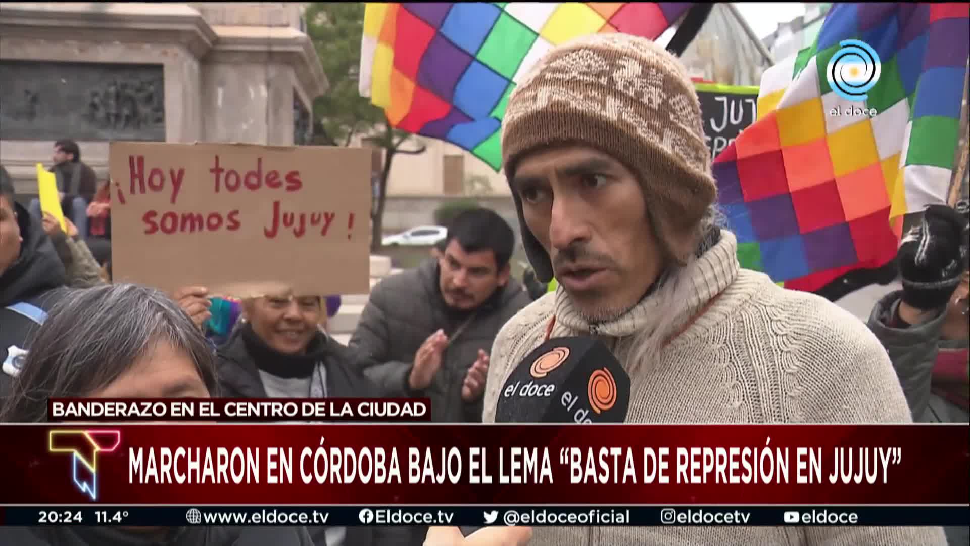 Manifestantes organizaron un banderazo en Córdoba por la violencia en Jujuy