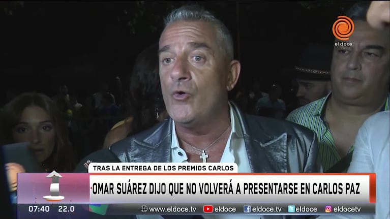 El enojo de Omar Suárez tras no ganar en los Premios Carlos