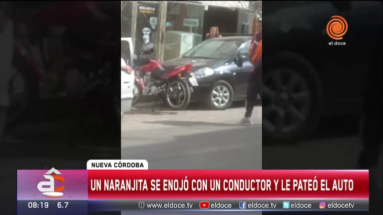 Naranjita insultó y le pateó el auto a un conductor