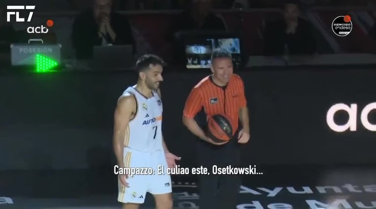 El divertido cruce de Campazzo con un árbitro