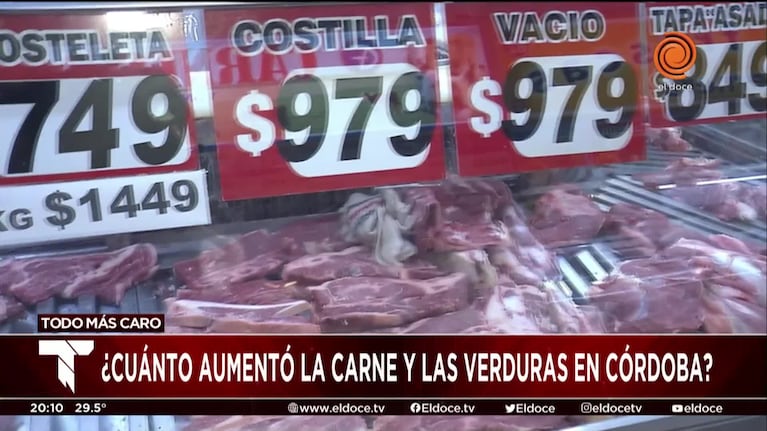 Inflación en Córdoba: carnes y verduras entre los productos con aumento