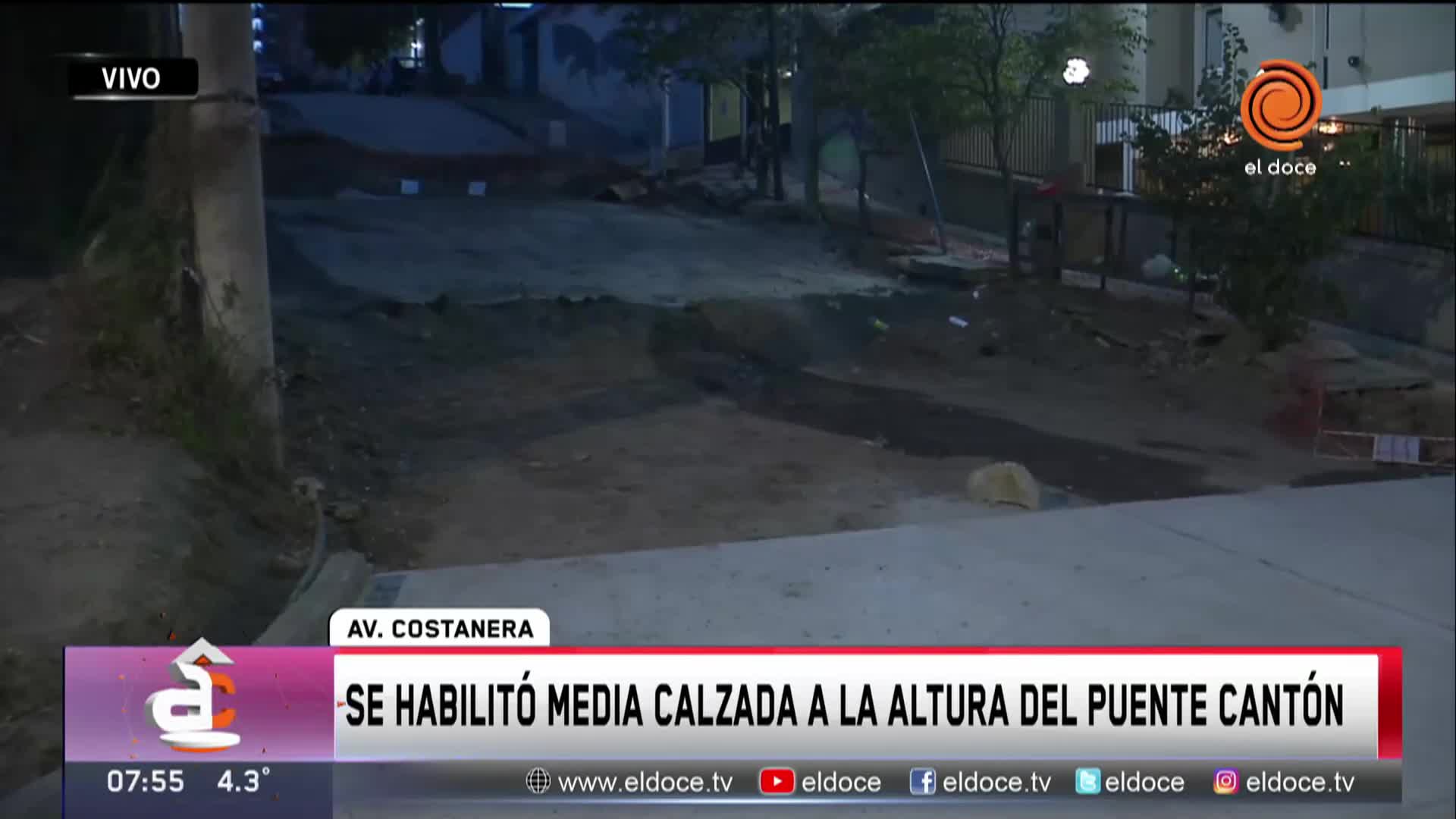 Cráter en la Costanera: habilitaron media calzada en el Puente Cantón