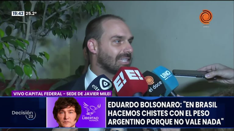 El apoyo del hijo de Bolsonaro a Milei