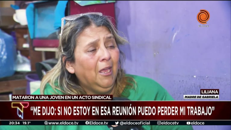 El estremecedor testimonio de la madre de la joven asesinada en un acto sindical