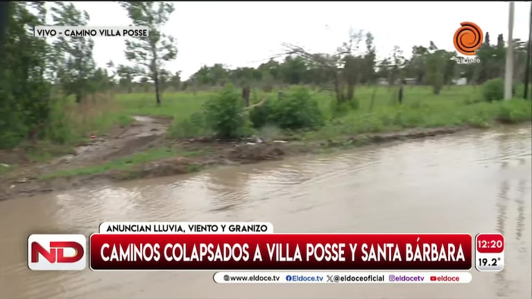 Los caminos a Villa Posse y Santa Bárbara, inundados por la lluvia