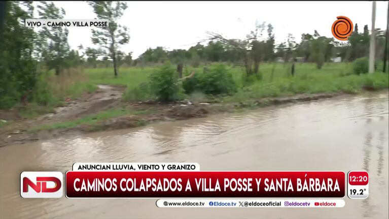 Los caminos a Villa Posse y Santa Bárbara, inundados por la lluvia