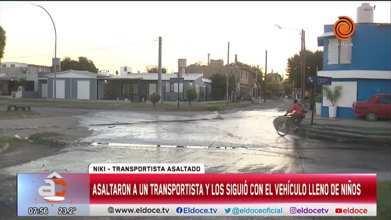 El relato del transportista que persiguió a ladrones con el vehículo lleno de niños