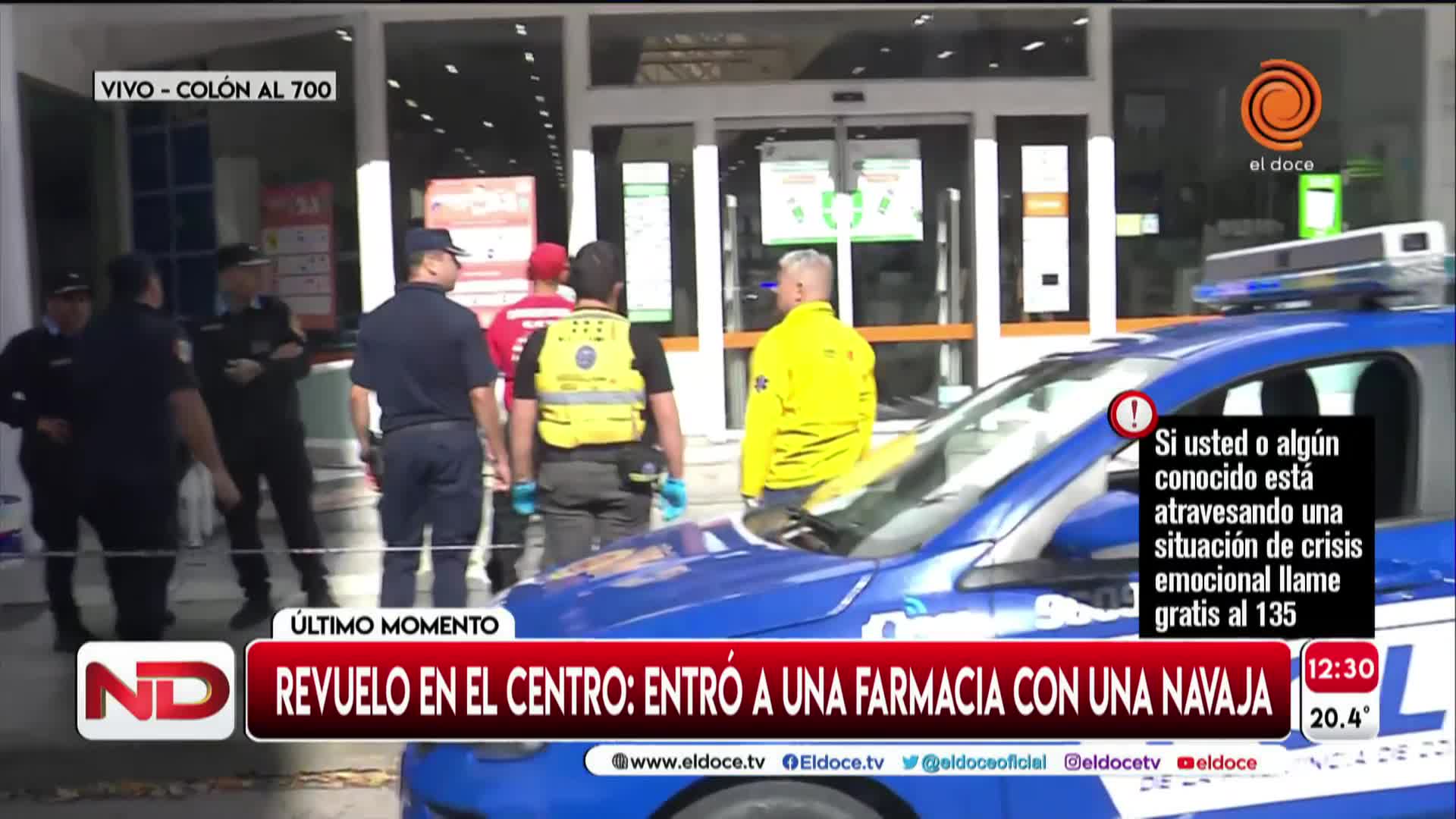 Entró a una farmacia y se atrincheró con un arma blanca