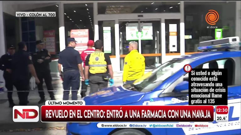 Entró a una farmacia y se atrincheró con un arma blanca