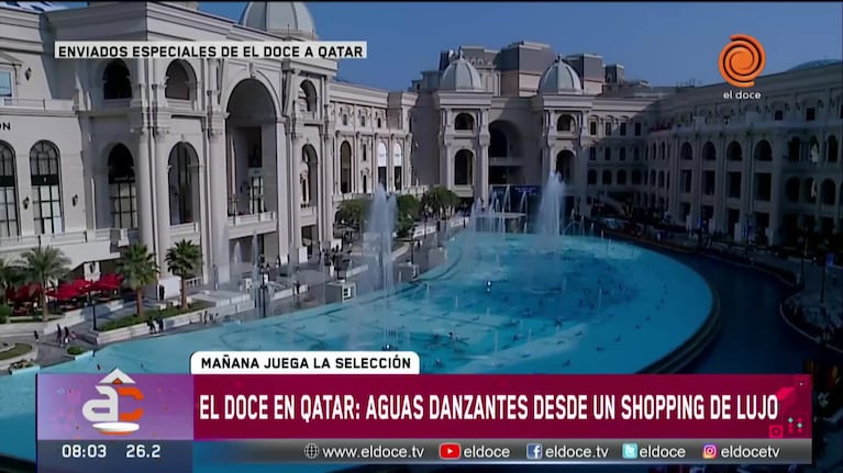 Jorge Cuadrado mostró las aguas danzantes de un lujoso shopping de Qatar