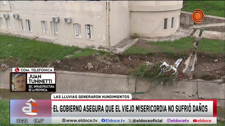 La Provincia aclaró que no peligra el Hospital Misericordia tras el colapso de un muro
