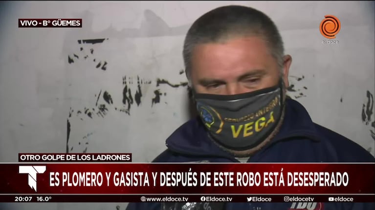 El drama de Juan Domingo: es gasista y le robaron su fuente de trabajo