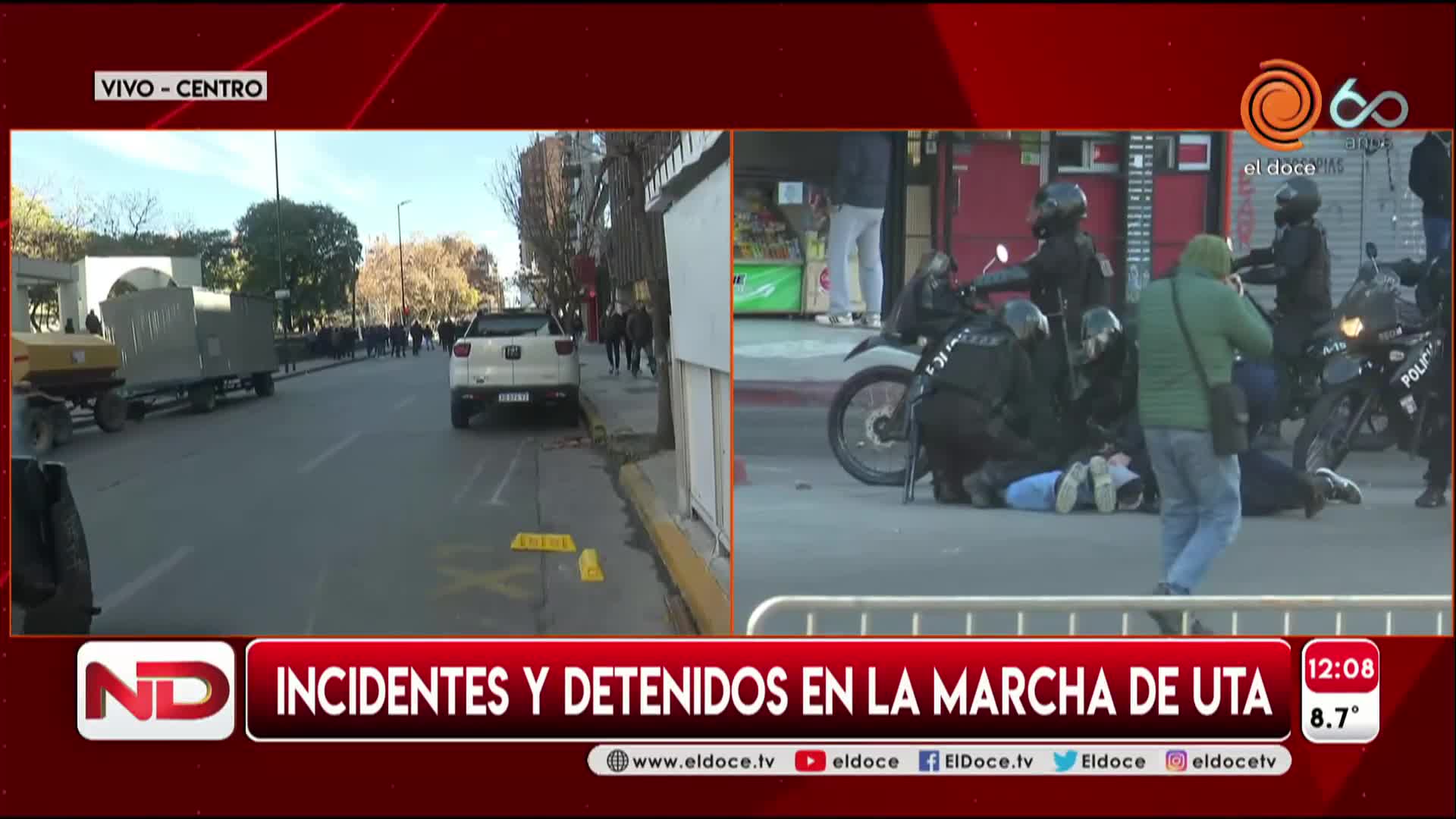 Así fueron los incidentes en la marcha de UTA