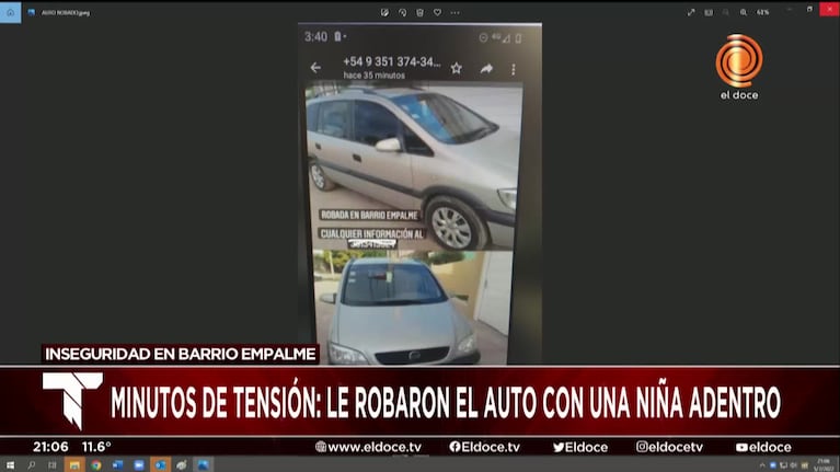 Drama en Córdoba: robaron un auto con una nena adentro
