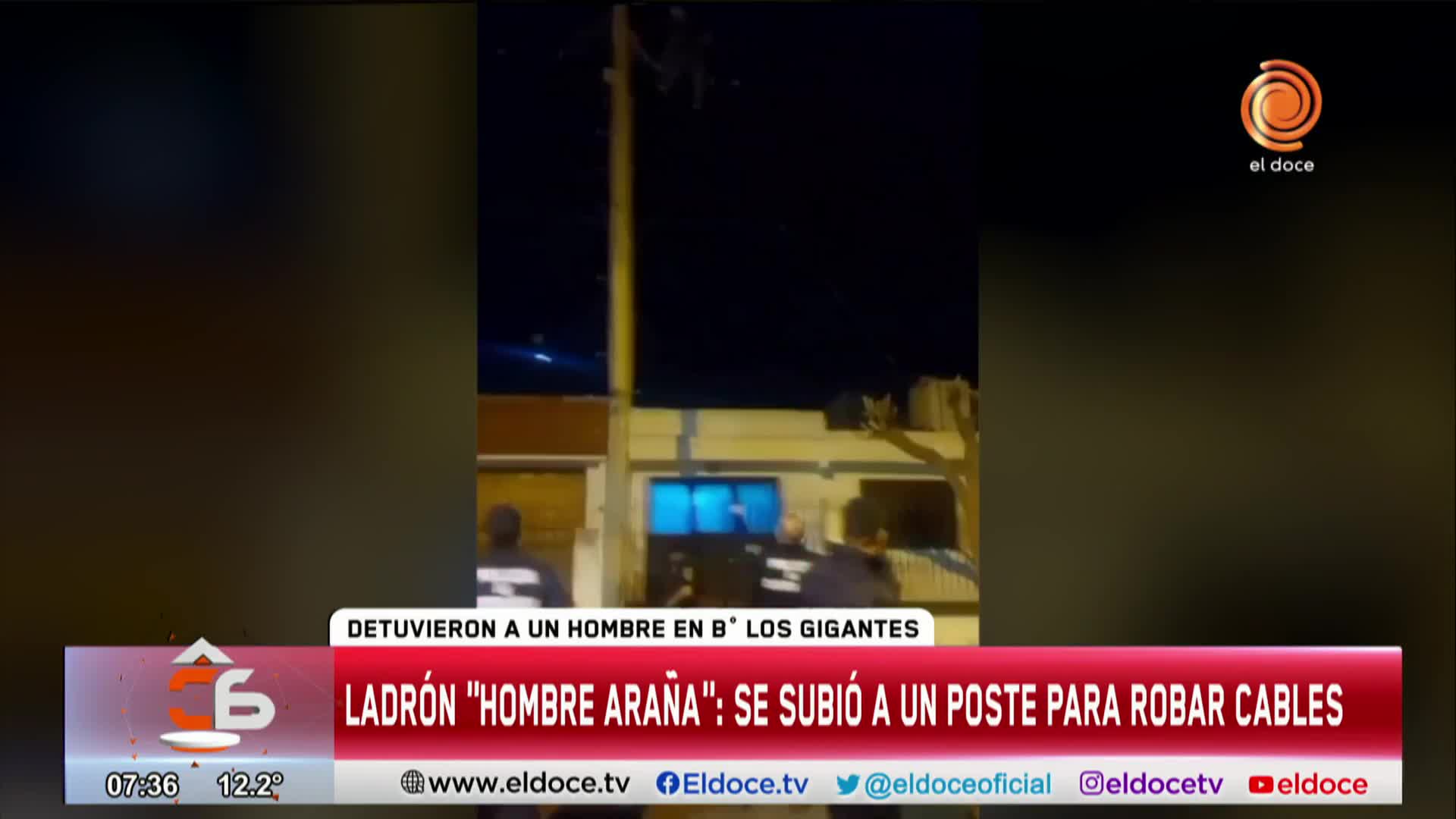 Atraparon a un ladrón arriba de un poste robando cable