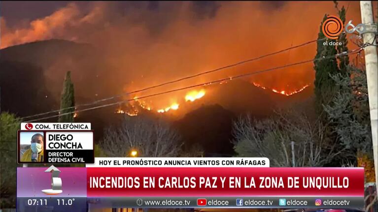 La situación por los incendios en Carlos Paz y Sierras Chicas