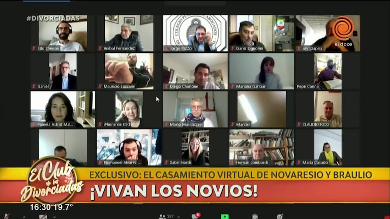 La fiesta virtual de la boda de Luis Novaresio y Braulio Bauab