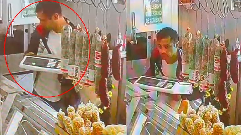 Video: fingió ser un cliente y se robó la balanza de una carnicería