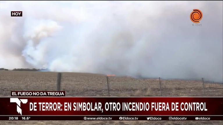 El violento avance del fuego en Simbolar