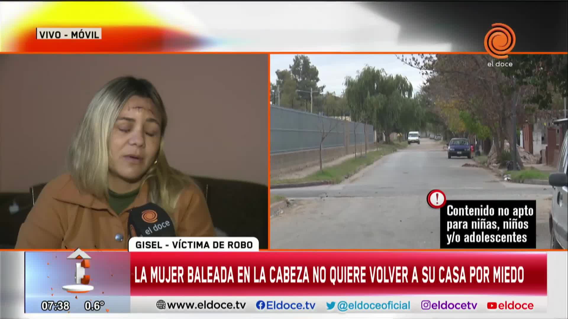 El miedo de la mujer baleada en la cabeza frente a sus hijos