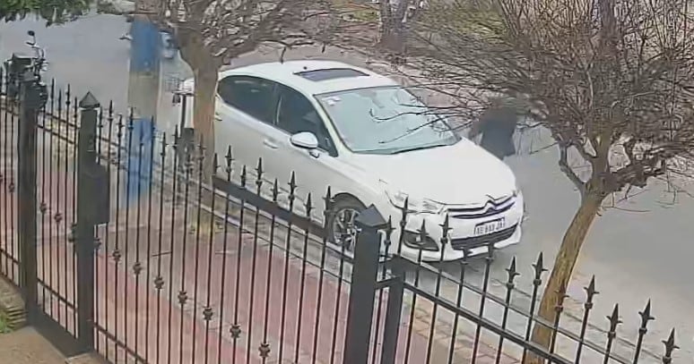 Vestido de traje, inhibió la alarma de un auto y se robó una notebook del baúl