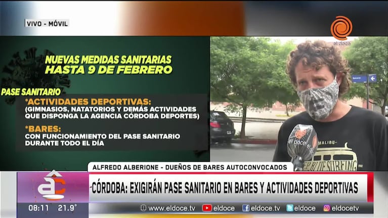 Exigirán el pase sanitario en los bares de Córdoba