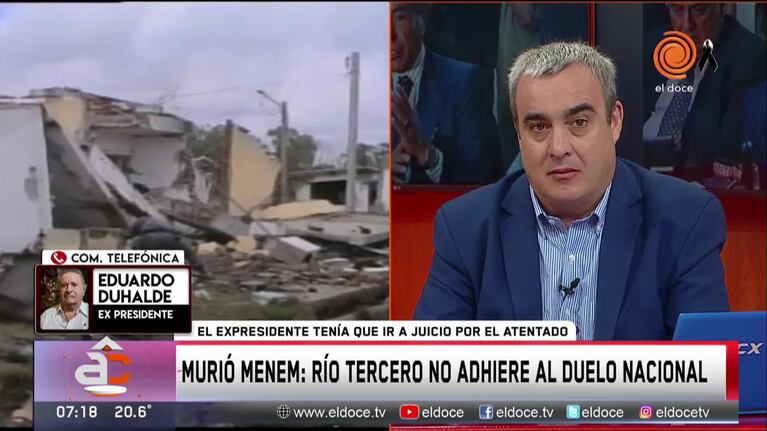 Murió Menem: Duhalde cuestionó al intendente de Río Tercero