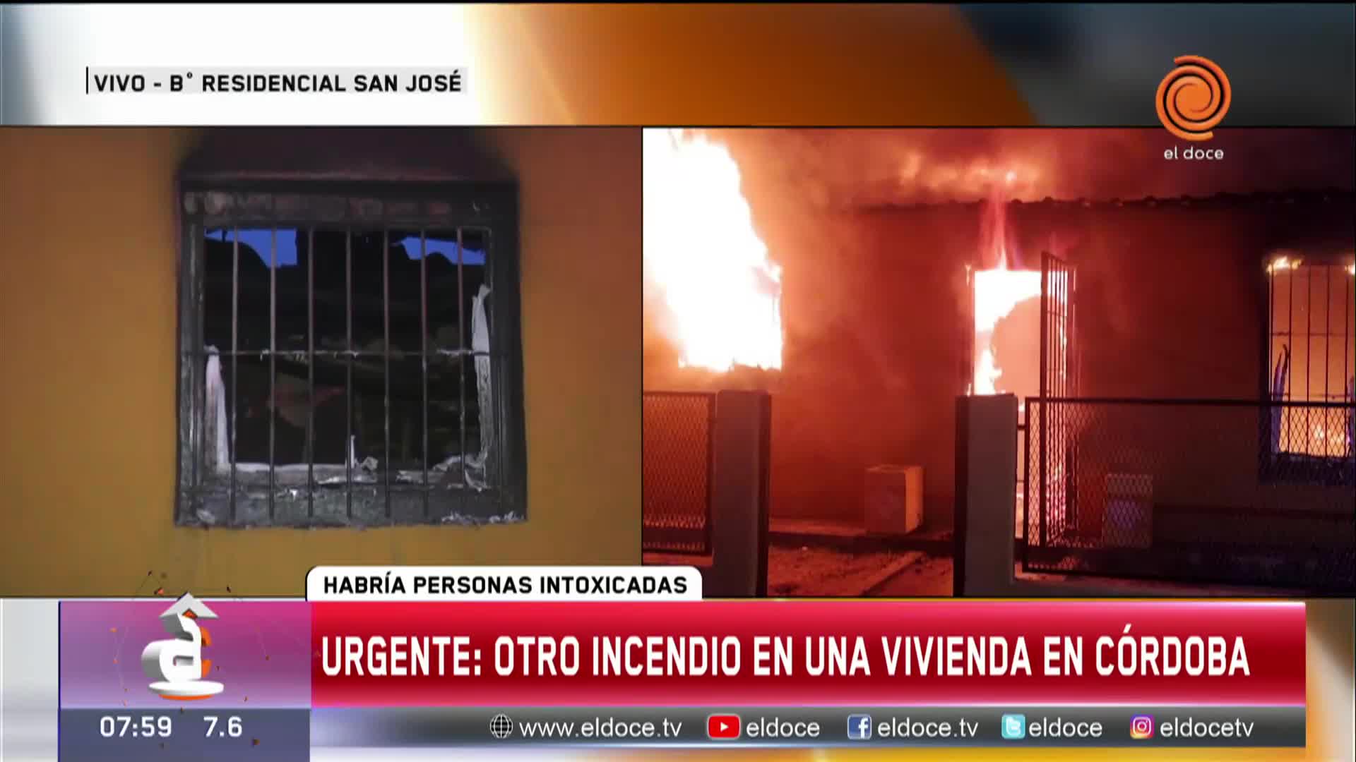 Una familia fue rescatada por el techo tras un incendio en una vivienda