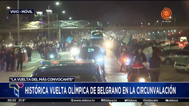 La euforia de los hinchas de Belgrano en la histórica vuelta olímpica