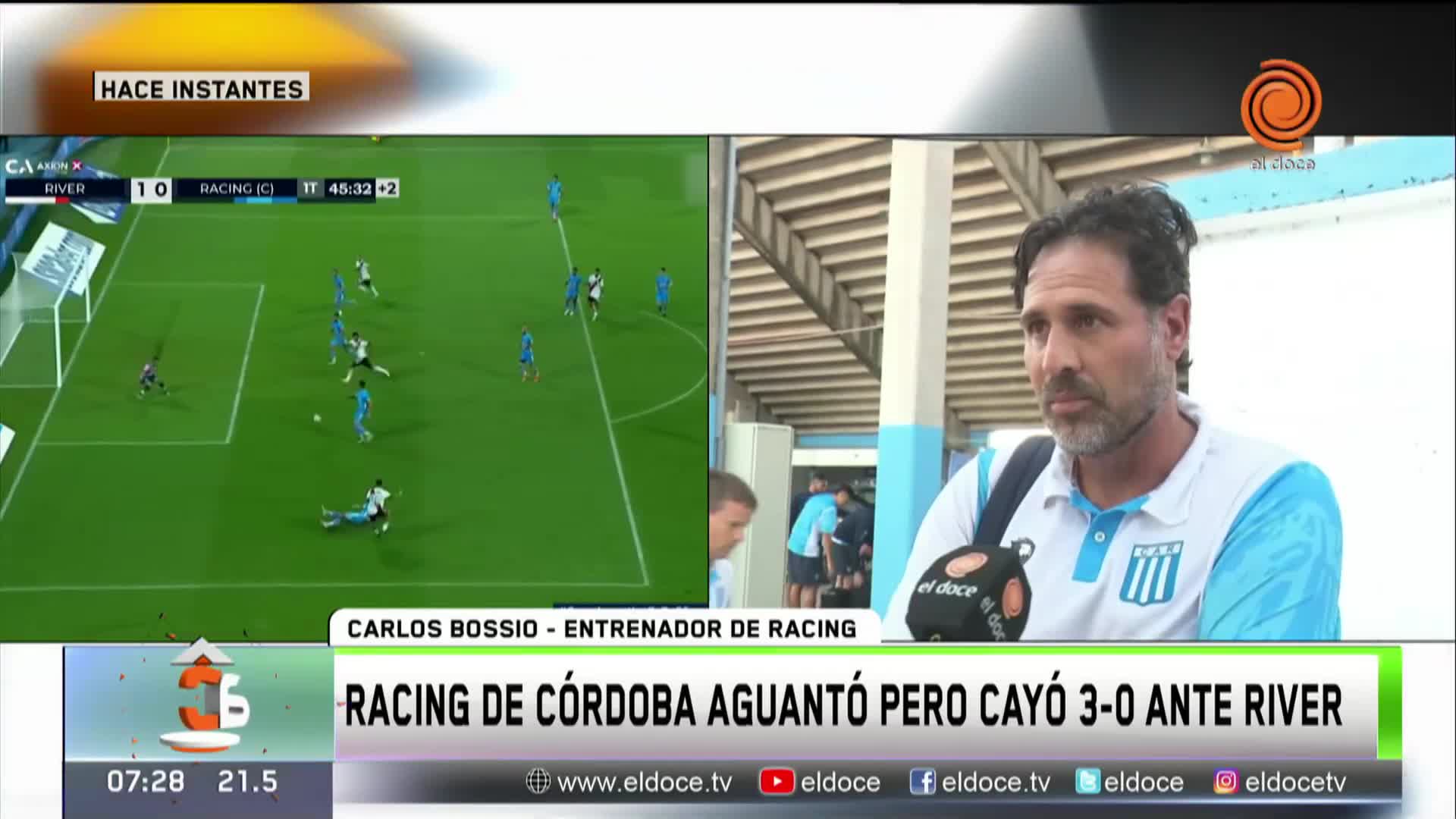 “Nos costó el segundo tiempo”, dijo el técnico de Racing tras la derrota ante River