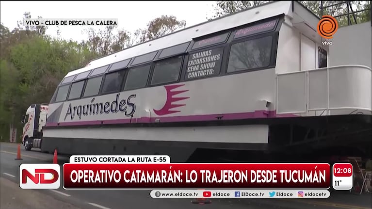 Así fue el traslado del catamarán a Córdoba