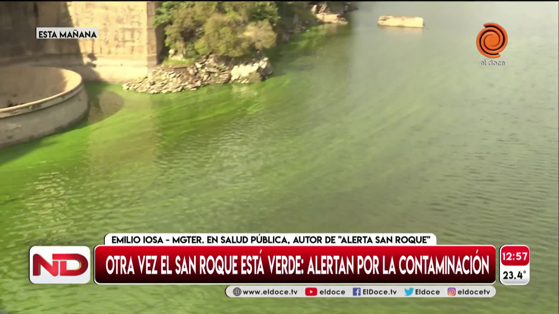 Algas verdes en el San Roque: los riesgos para la salud