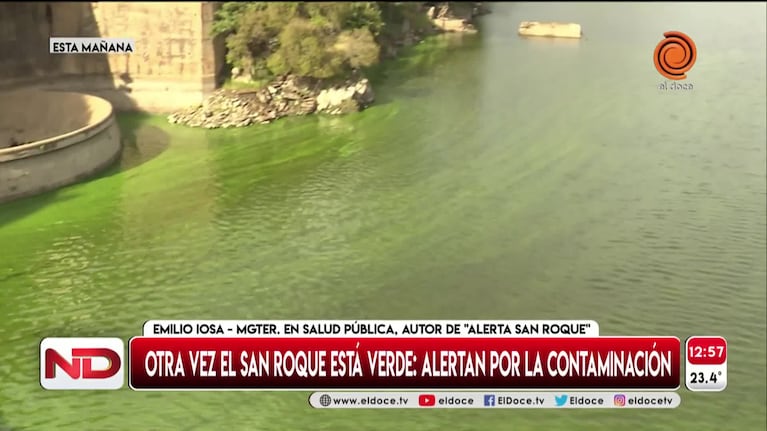 Algas verdes en el San Roque: los riesgos para la salud