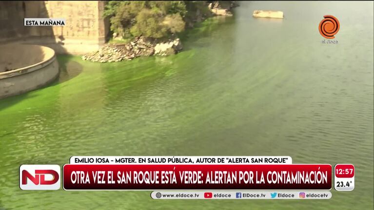 Algas verdes en el San Roque: los riesgos para la salud