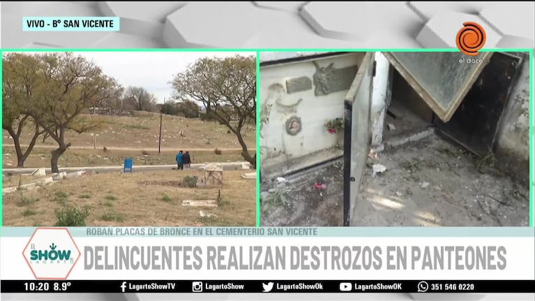 Vandalismo y robos en el cementerio San Vicente