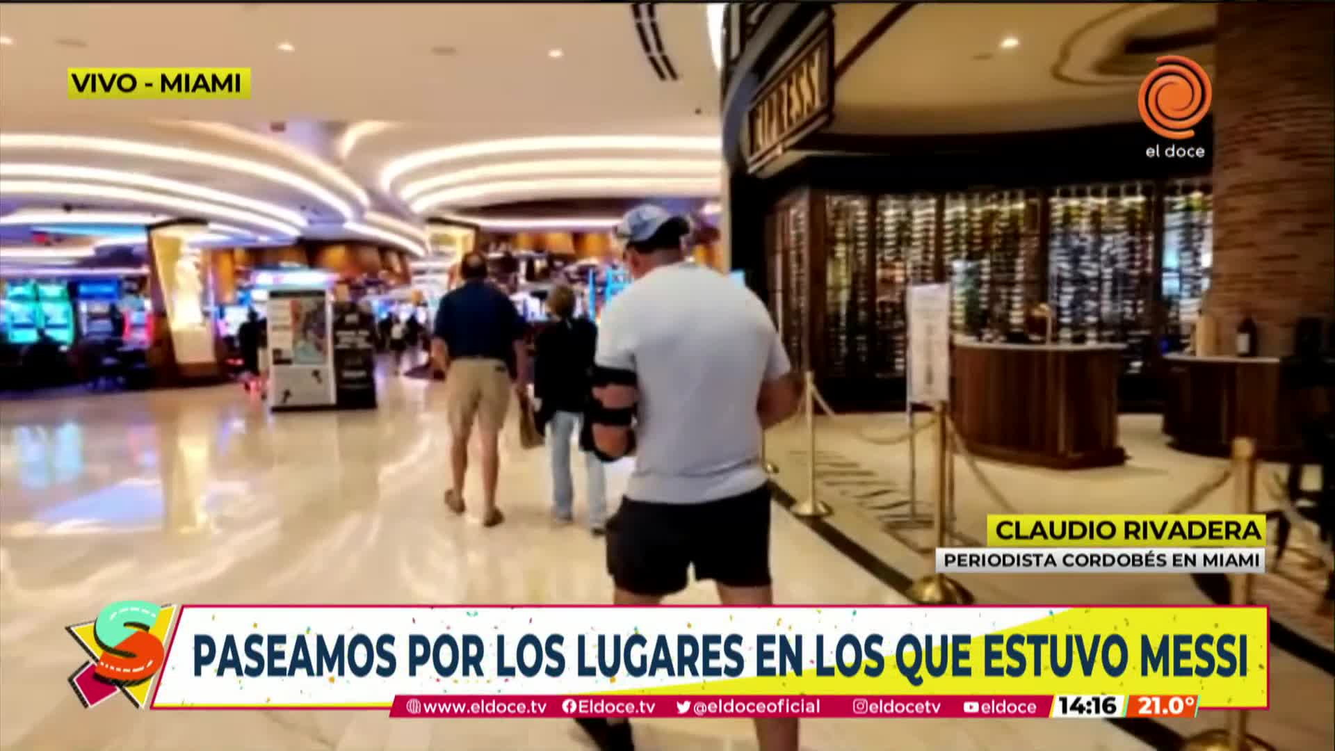 El Doce en el hotel que exhibe la guitarra de Messi