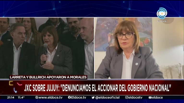 Bullrich responsabilizó al Gobierno nacional por los incidentes en Jujuy
