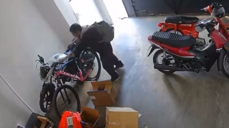 Video: se metió al depósito de una verdulería y le robó la bici a una empleada mientras trabajaba