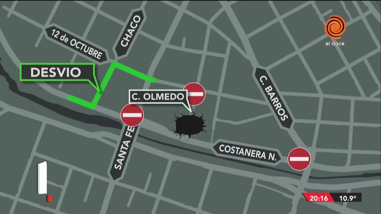 El corte de tránsito en Costanera por el "cráter"