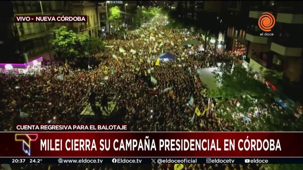 Enérgico discurso de Milei en el cierre de campaña en Córdoba