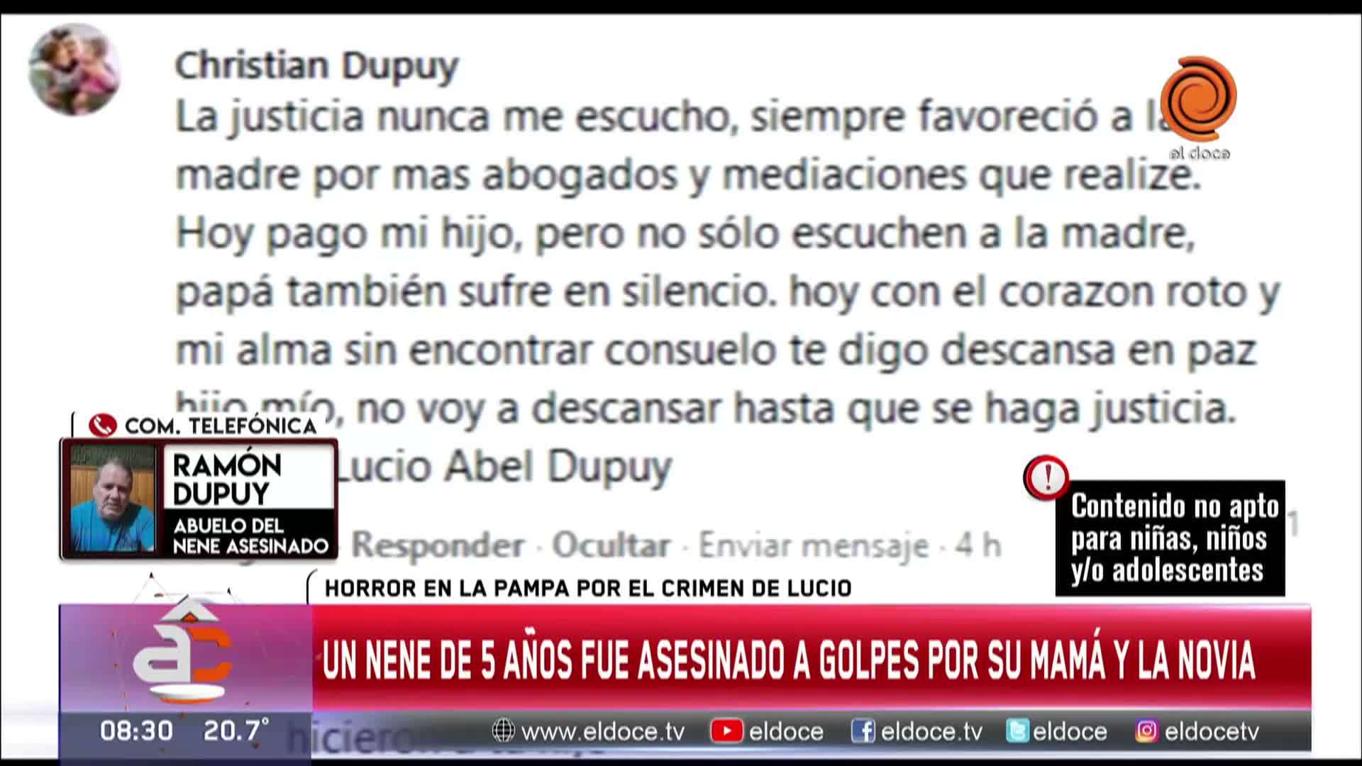 El abuelo del nene asesinado: "Son dos personas las que fallaron"