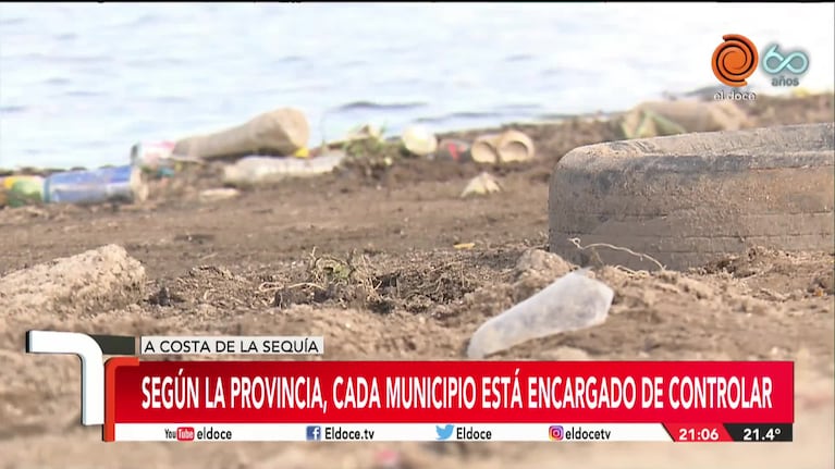 Lago San Roque: no hay agua y aparece la basura