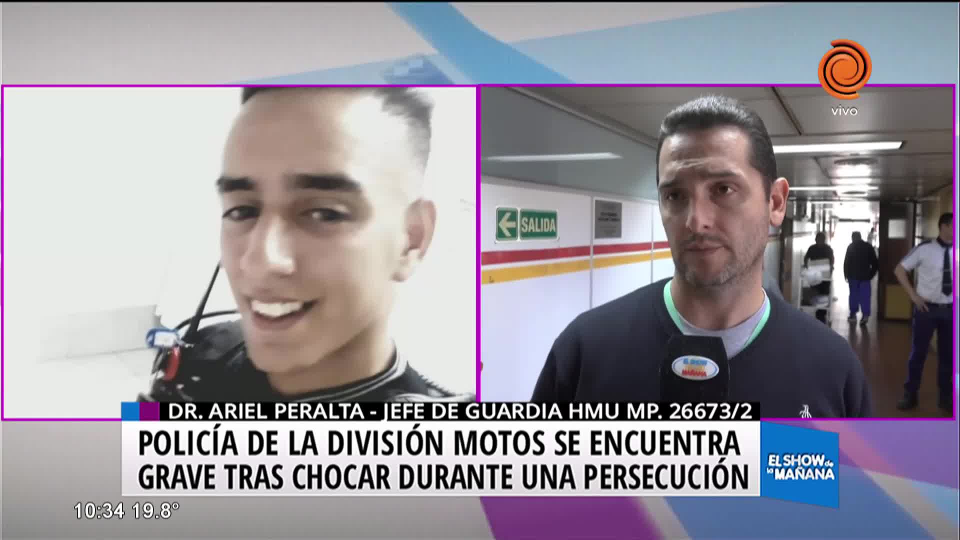 Sigue grave el policía que cayó de su moto en una persecución